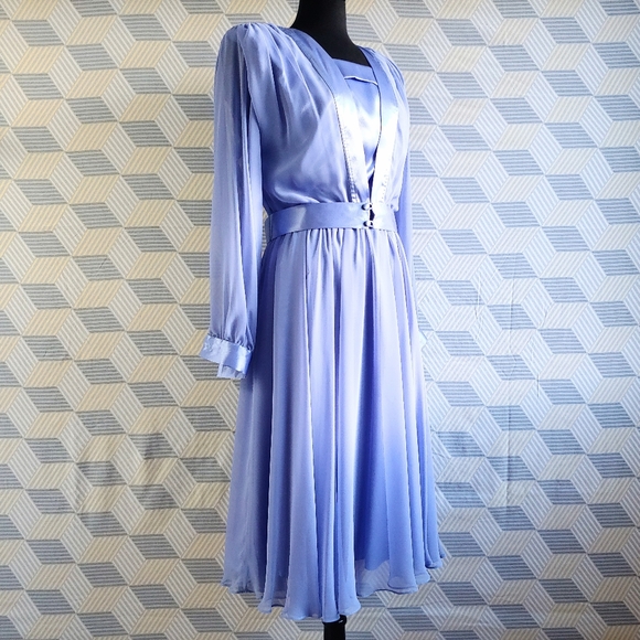 Vintage Dresses & Skirts - BOGO: AS-IS Retro 80s periwinkle formal dress